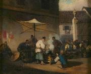 George Chinnery Street Scene, Macao, with Pigs USA oil painting artist